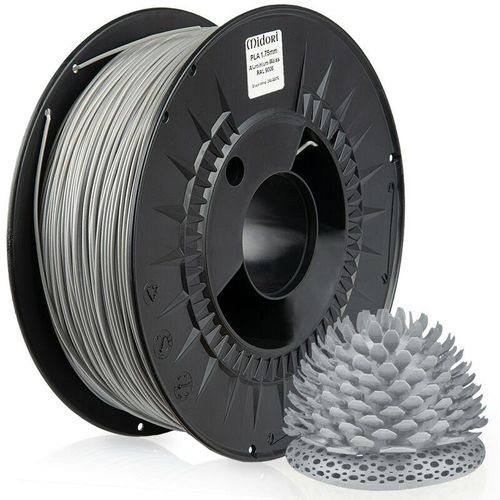 3D Drucker 1,75mm pla Filament 1kg Spule Rolle Premium Aluminium Weiß RAL9006 - Aluminium Weiß - Midori