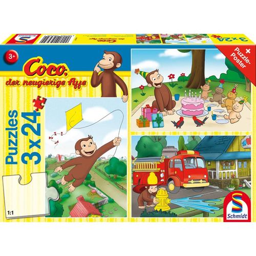 Coco, der neugierige Affe, Spaß mit Coco, 3x24 Teile (Puzzle)