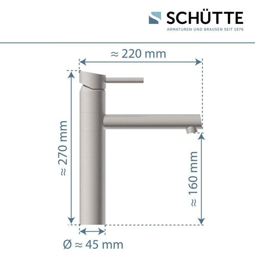 SCHÜTTE Küchenarmatur Edelstahl massiv, 360° schwenkbarer Wasserhahn Küche, Mischbatterie Küche