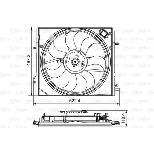 VALEO Lüfter, Motorkühlung mit Halter für RENAULT NISSAN 214814EB0A 21481-4EB0A 698582