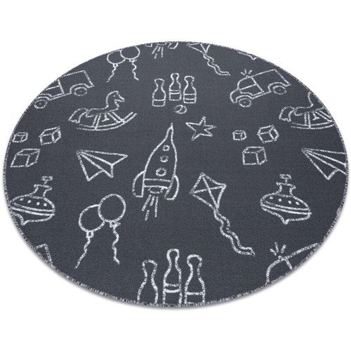 Rugsx - Teppich für Kinder toys Kreis Spielzeuge, Spiel - grau grey rund 100 cm
