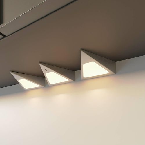 Prios Odia LED-Unterbauleuchte, edelstahl, 3-fl.