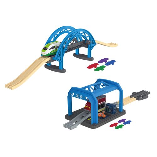 Playtive Holz Eisenbahn Werkstatt / Brücke, mit Farbtechnologie