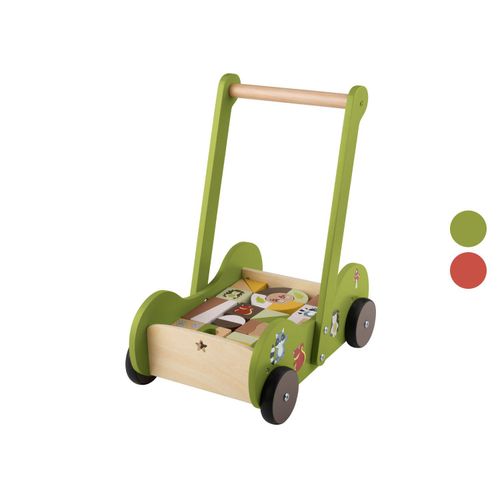 Playtive Holz Schiebewagen, mit 30 Holzbausteinen