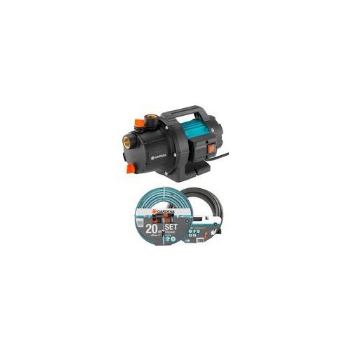 Gartenpumpe 3000/4 BASIC Set türkis/schwarz, 600 Watt, inkl. Sauggarnitur, Classic Schlauch
