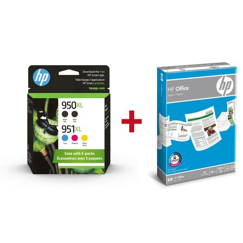 Druckerpatronen Bundle mit HP Original 950XL/951XL Multipack + 500 Blatt HP Kopierpapier