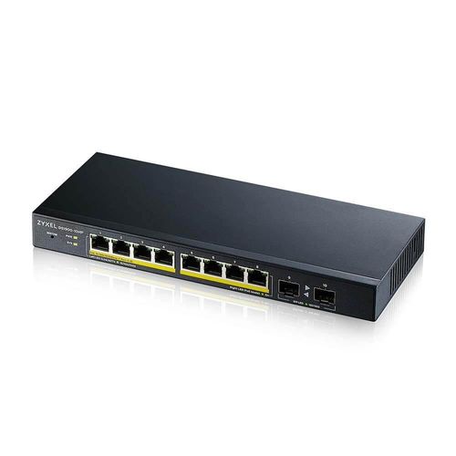 Zyxel Switch 10-Port Gigabit 2-Port SFP, 8-Port PoE+ 77W Smart Managed