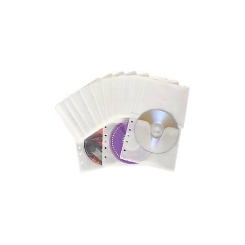 CD/DVD-Vliestaschen, abheftbar, Universal-Lochung, weiß