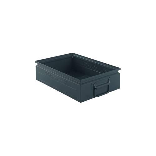 Schäfer Shop Select Stapelbox, 16 l, 100 kg, L 478 x B 307 x H 120 mm, Stahl, RAL 5008 (graublau)