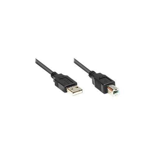 Anschlusskabel USB 2.0 Stecker A/B, 5 m, schwarz