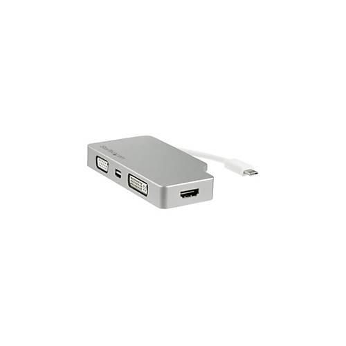 StarTech.com Aluminium Reise A/V Adapter 4-in-1 USB-C auf VGA, DVI, HDMI oder mDP - USB Type-C Adapter - 4K - Videoadapter - Mini DisplayPort / HDMI / DVI / VGA - 10.5 cm
