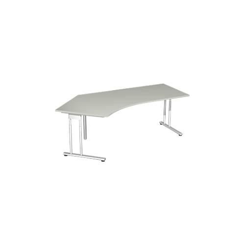 Winkelschreibtisch 135° PALENQUE, C-Fuß, Winkel links, B 2165 x T 800/1130 x H 720 mm, lichtgrau