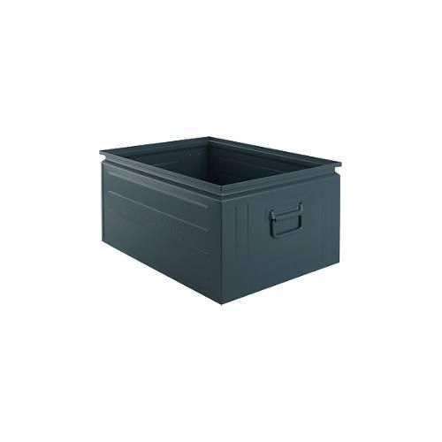 Schäfer Shop Select Stapelbox Serie, 83 l, 250 kg, L 658 x B 459 x H 300 mm, Stahl, RAL 5008 (graublau)