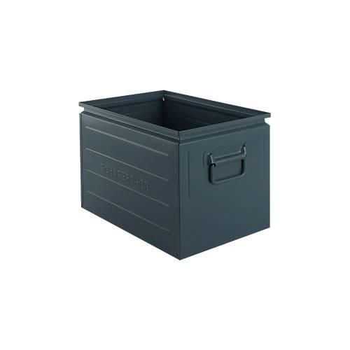 Schäfer Shop Select Stapelbox, 40 l, 150 kg, L 480 x B 308 x H 301 mm, Stahl, RAL 5008 (graublau)