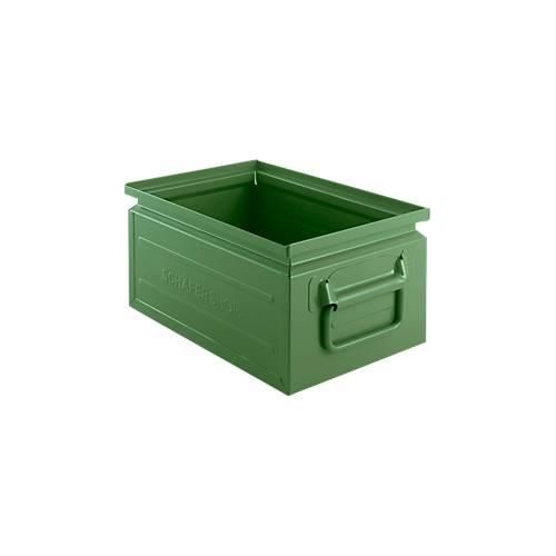 Schäfer Shop Select Stapelbox, 8,5 l, 60 kg, L 330 x B 209 x H 150 mm, Stahl, RAL 6011 (resadagrün)