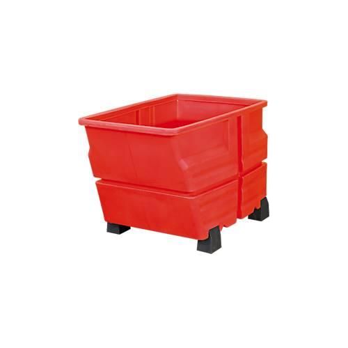 Mehrzweckbehälter, Polyethylen, rot, 800 l, B 1030 x T 1340 x H 845 mm, mit Füßen, Einfahrbreite 780 mm