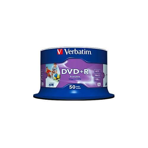 Verbatim DVD+R AZO Wide Inkjet Printable, Kapazität 4,7 GB, 50er-Spindel