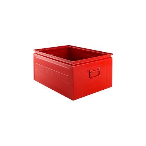 Schäfer Shop Select Stapelbox, 83 l, 250 kg, L 658 x B 459 x H 300 mm, Stahl, RAL 3000 (feuerrot)