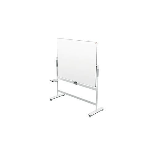 Whiteboard Nobo Move & Meet, Stiftablage, horizontaler Drehpunkt, feststellbare Rollen, B 1500 x H 1200 mm, weiß