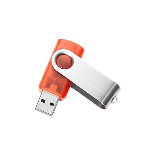 USB-Stick Metall-Semi, mit Metallbügel, rot-transparent, 8 GB