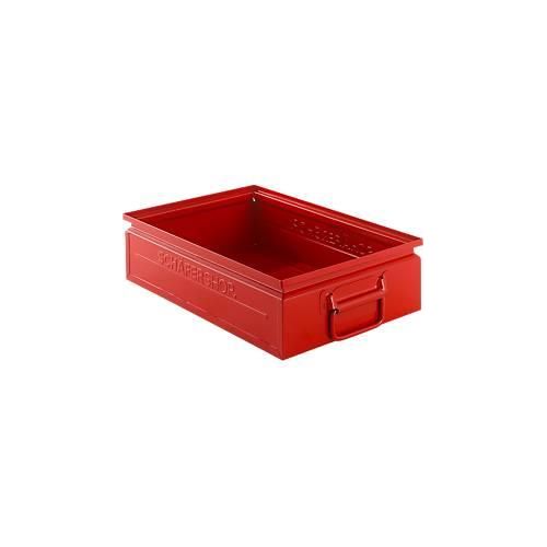 Schäfer Shop Select Stapelbox, 16 l, 100 kg, L 478 x B 307 x H 120 mm, Stahl, RAL 3000 (feuerrot)