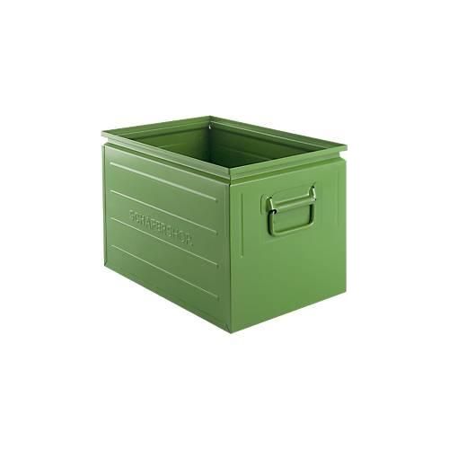 Schäfer Shop Select Stapelbox, 40 l, 150 kg, L 480 x B 308 x H 301 mm, Stahl, RAL 6011 (resadagrün)