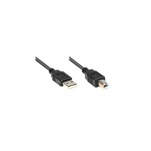 Anschlusskabel USB 2.0 Stecker A/B, 3 m, schwarz