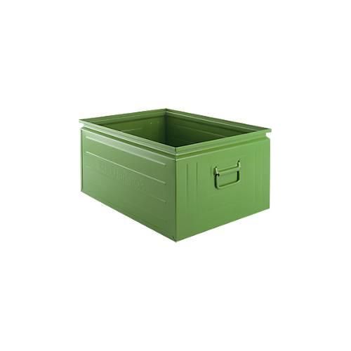 Schäfer Shop Select Stapelbox, 83 l, 250 kg, L 658 x B 459 x H 300 mm, Stahl, 6011 (resadagrün)