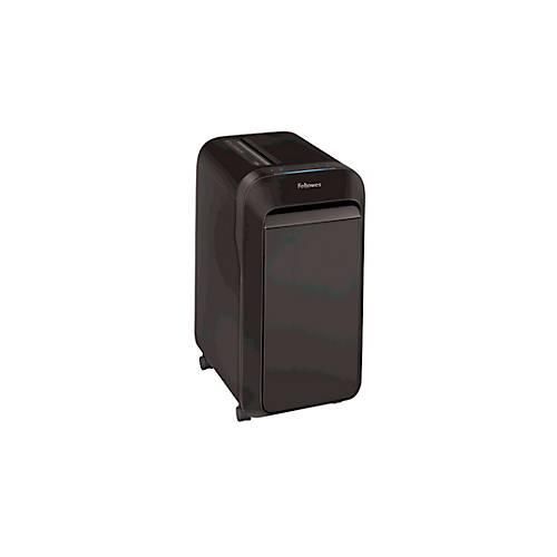 Aktenvernichter Fellowes® Powershred LX 220, Partikelschnitt 4 x 12 mm, P-4, 30 l, 20 Blatt Schnittleistung, mit Rollen, schwarz