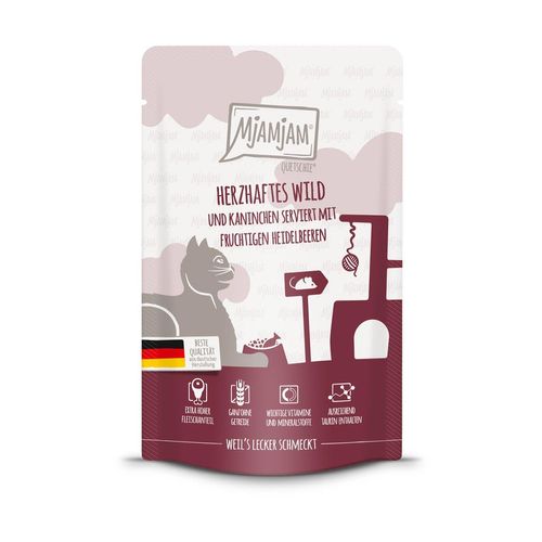 MjAMjAM Quetschie herzhaftes Wild und Kaninchen an fruchtigen Heidelbeeren 48x125g