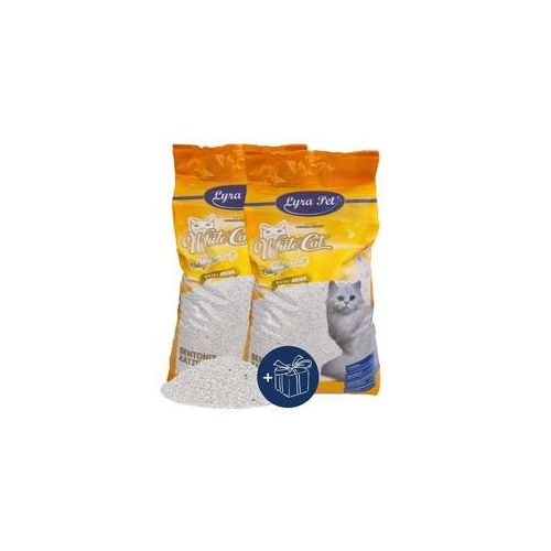 2 x 15 Liter Lyra Pet® White Cat® Katzenstreu Bentonit mit Babypuderduft + Geschenk