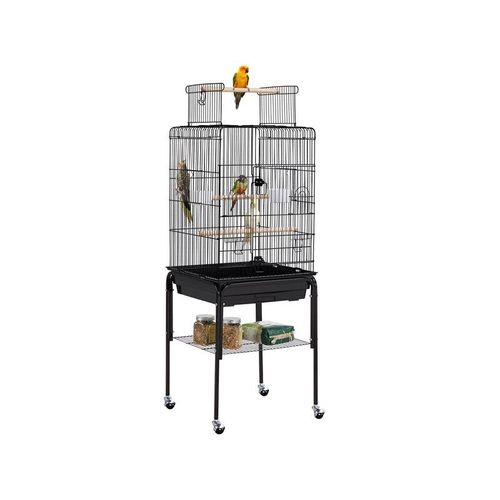 Vogelvoliere 47-Zoll Vogelkäfig Spielvogelkäfig mit abnehmbarem Rollgestell Metallkäfig für Kleinvögel Sittiche Unzertrennliche Nymphensittich