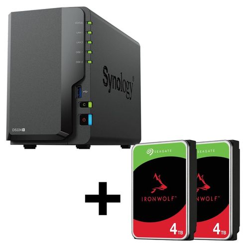 Synology DiskStation DS224+ 2 Einschübe NAS-Server Leergehäuse + 8 TB Seagate Ironwolf SATA 3.5