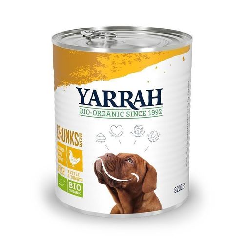 Yarrah Bio-Hundefutter Bröckchen, 6 x 820 g Huhn