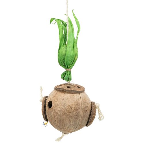 TRIXIE Naturspielzeug für Vögel Kokosnuss am Sisalseil, 35 cm