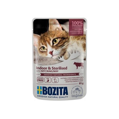 Bozita Pouch Indoor & Sterilised Katzenfutter, Rind, 12 x 85 g