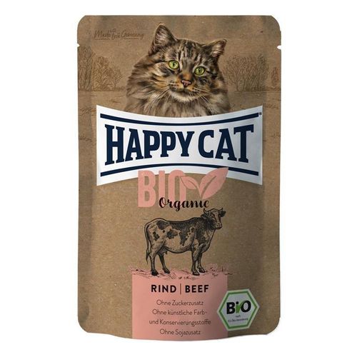 Happy Cat Bio Pouch Nassfutter, Rind, 12x85 g