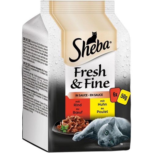 Sheba Katzenfutter Portionsbeutel Fresh & Fine, 6 x 50 g, Rind & Huhn in Sauce