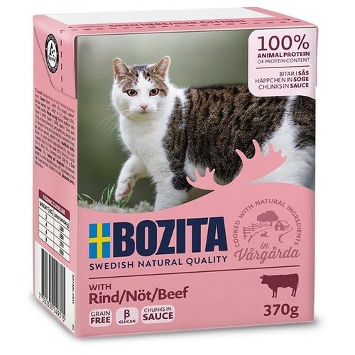 Bozita Häppchen in Sauce im Tetra Recart Katzenfutter, 6x370g, Rind