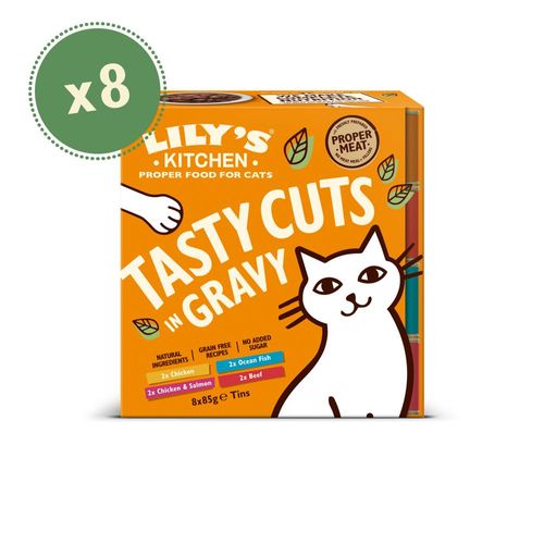 Lily's Kitchen Katzenfutter Tasty Cuts, 8 x 85 g, Multipack