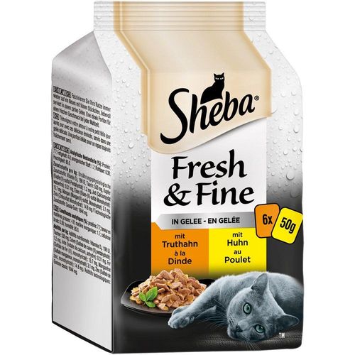 Sheba Katzenfutter Portionsbeutel Fresh & Fine, 6 x 50 g, Truthahn & Huhn in Gelee