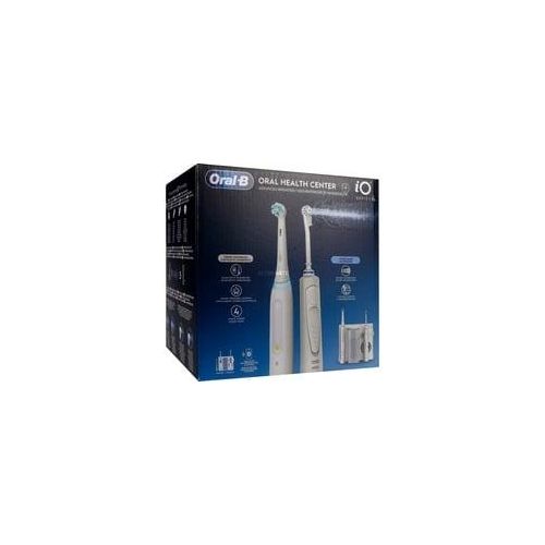 Oral-B Center OxyJet Reinigungssystem - Munddusche + Oral-B iO4, Mundpflege weiß