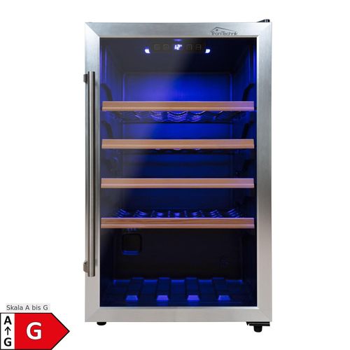 TroniTechnik® Weinkühlschrank, Getränkekühlschrank, 126 Liter, 63 Flaschen, Wein Kühlschrank Edelstahl-Optik, mit LED