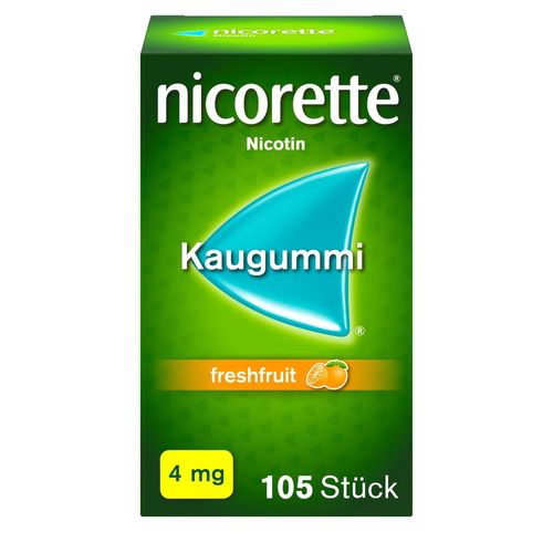 nicorette 4mg Nikotinkaugummi freshfruit zur Rauchentwöhnung 105 St