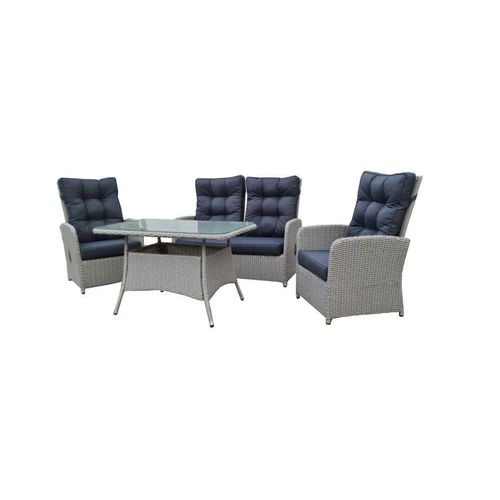 Dining-Set 9 tlg. Lounge inkl. Sicherheitsglasplatte