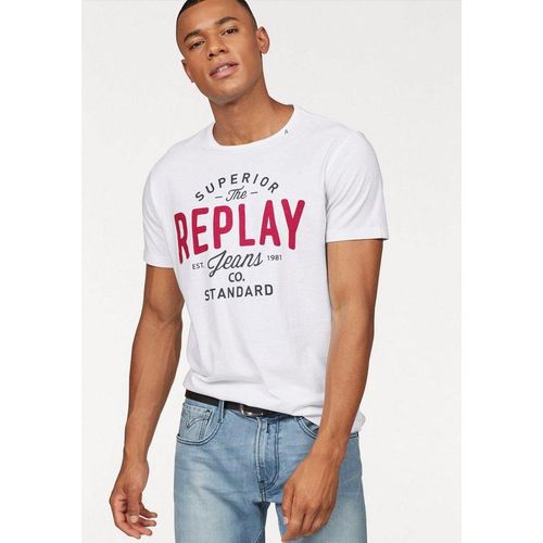 Replay T-Shirt mit Markendruck, weiß