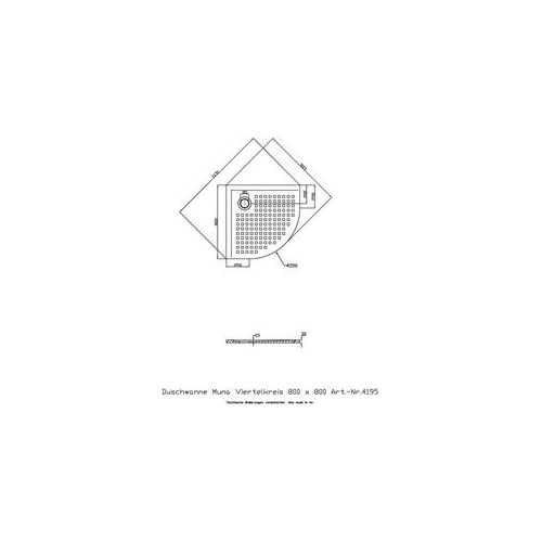 Hoesch Viertelkreis-Duschwanne MUNA mit Antirutsch 800 x 800 x 30 mm weiß