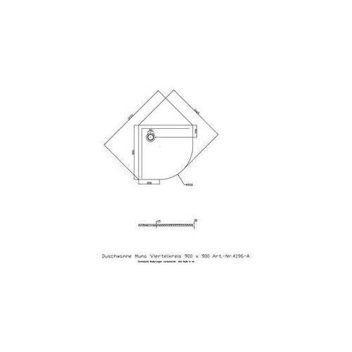 Hoesch Viertelkreis-Duschwanne MUNA 900 x 900 x 30 mm weiß