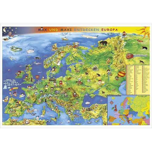 Kindereuropakarte - Max und Maxi entdecken Europa, Karte (im Sinne von Landkarte)