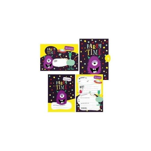 12 Monster Einladungskarten Zum Geburtstag Oder Party Für Jungen Und Mädchen Inkl. Umschläge - Lisa Wirth Box